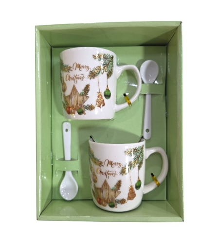 Коледна чаша с дръжка 2бр. с лъжица 2бр. 210мл.CH54B