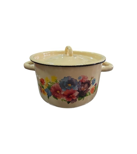 Тенджера емайл 2.5л. с декор Аврора, жълта