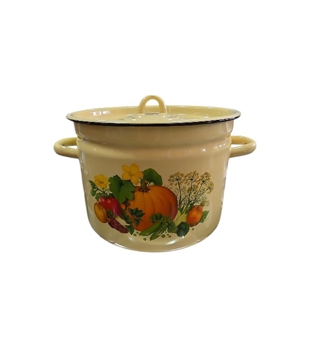 Тенджера емайл 5.5л. с декор Тиква жълта