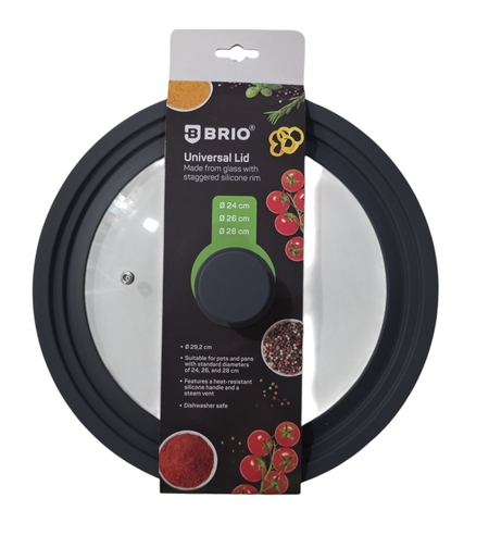 Универсален стъклен капак BRIO  – за тенджери и тигани Ø 24, 26 и 28 см