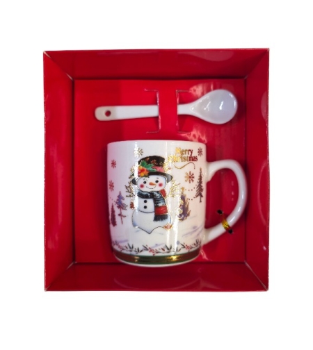 Коледна чаша с дръжка и лъжица в кутия 210мл. ZH272B