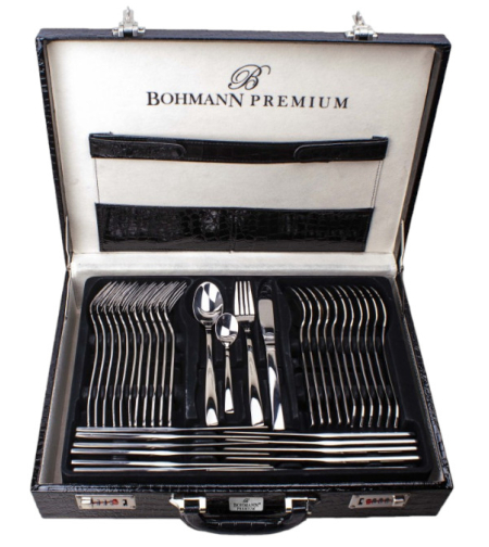 Прибори за хранене 72ч. Bohmann BH BP 72, Кожен куфар, 18/10 s/s, неръждаема стомана