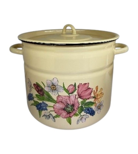 Тенджера емайл 9л. с декор Вазанта жълта