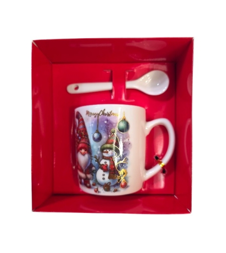 Коледна чаша с дръжка и лъжица в кутия 210мл. ZH270B