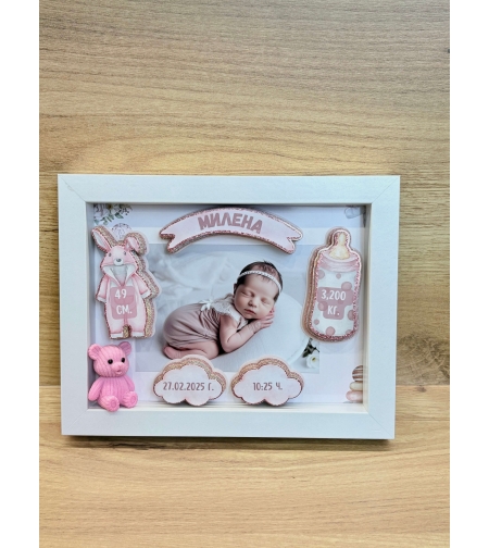 Малка MDF рамка визитка с 3D декорация