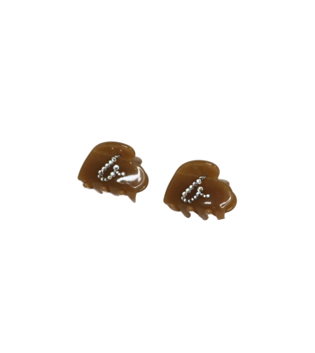 CUSTOM HEART MIDI CLIP SET IN SOFT BROWN