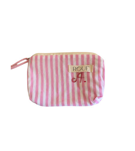 CUSTOM POCKET POUCH IN STRAWBERRY PINSTRIPE