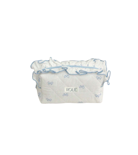CUSTOM SMALL RUFFLES RUBAN BLEU TOILETRY BAG