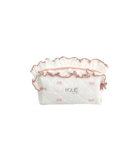 CUSTOM SMALL RUFFLES RUBAN PÊCHE TOILETRY BAG