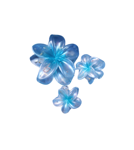 CUSTOM PLUMERIA CLIP set in BLEU PERLE