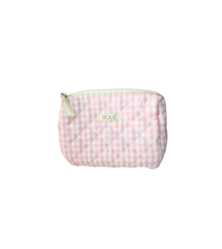 CUSTOM LARGE ROSÉ GINGHAM TOILETRY BAG