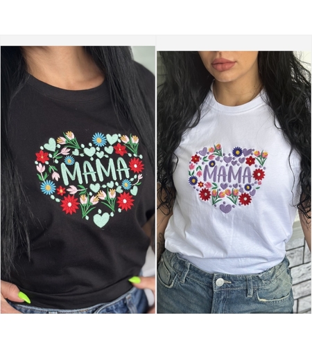 Тениска с бродерия „МАМА”