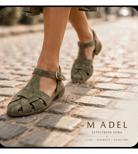 Women's sandals / genuine leather / 716-16 / green