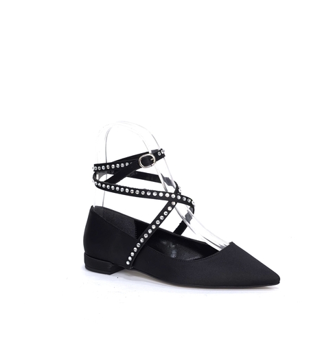 Дамски елегантни обувки / сатен / черно /752-5