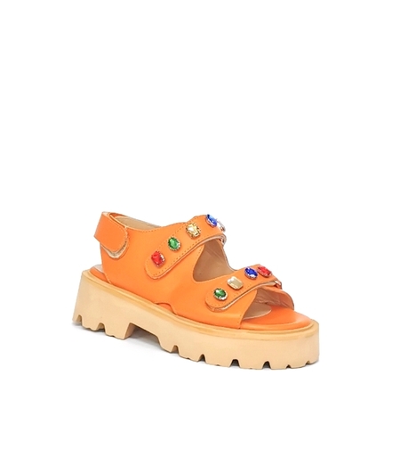 Дамски сандали /естествена кожа / оранжево / 71014