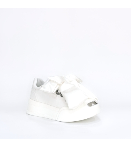 Women's sneakers / textile + natural  leather / white/70028