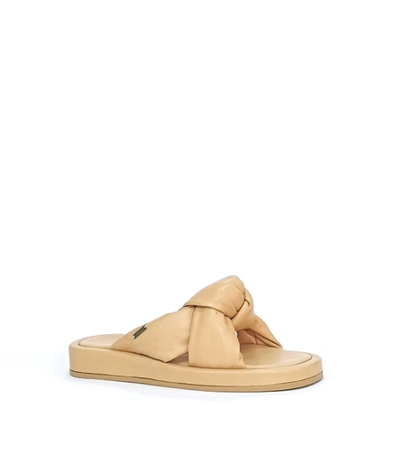 Дамски чехъл / естествена кожа / бежаво /7008