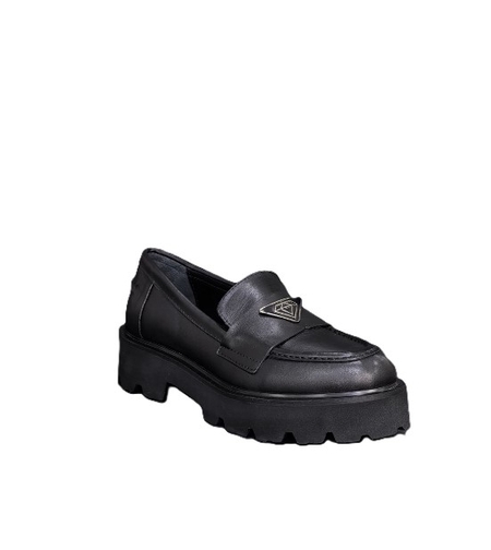 Дамски мокасини / лоуфъри / естествена кожа / 716-10 /  черно