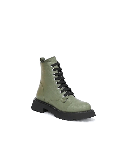 Женские повседневные ботинки из натуральной кожи зеленого цвета/7704