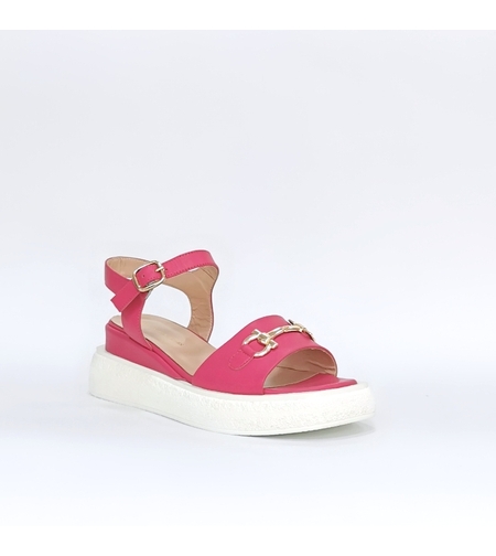 Дамски сандали / платформа /  естествена кожа / циклама / 7150