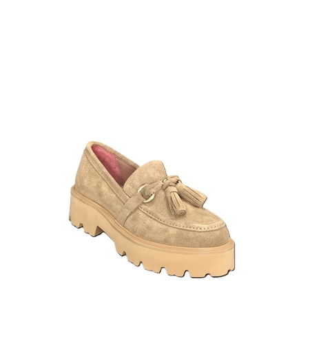 Women's moccasins / loafers / genuine leather / 71-19 / taba