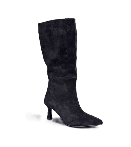 Дамски елегантни ботуши / естествена кожа / велур / 714-53/черно