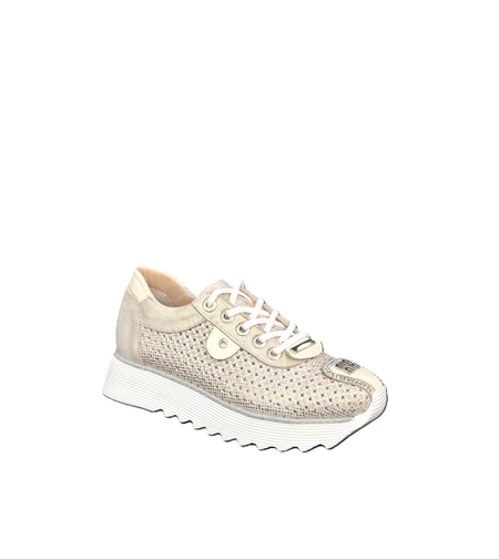 Дамски сникърс / естествена кожа / анатомична стелка / 767/ златно