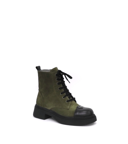 Women's casual boots / genuine leather / 7804/ green + black