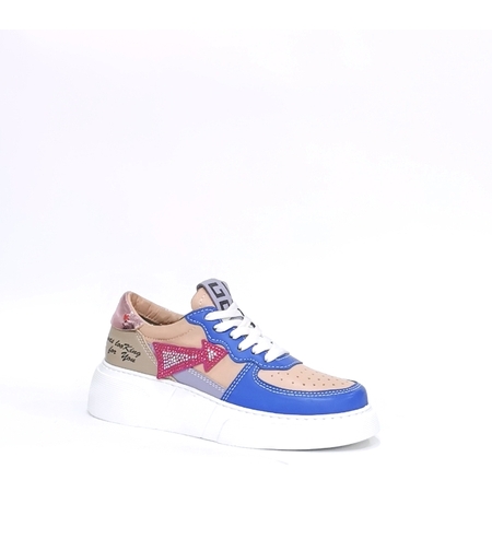 Дамски кец /сникър /естествена кожа /73326/ синьо+пудра