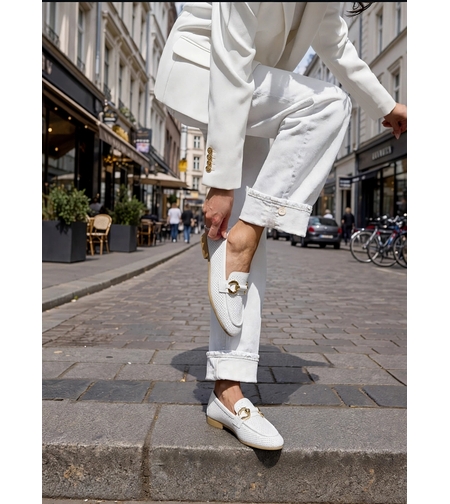 Women's loafers / moccasins / genuine leather /7212-7/ white