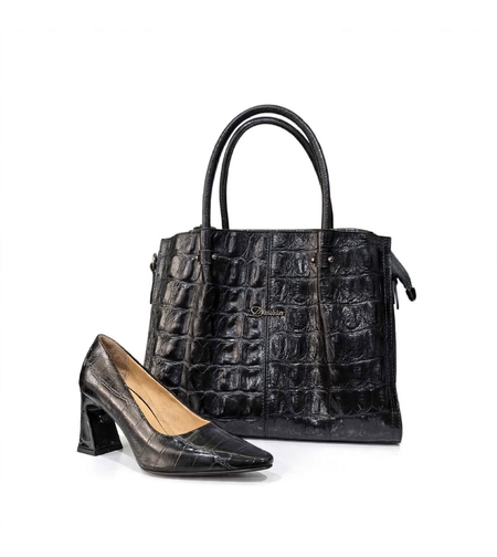 Women's handbag / genuine leather / 761-02 / black