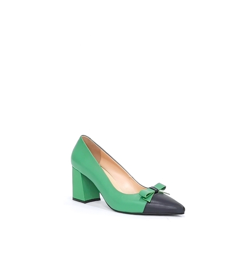 Дамски елегантни обувки /естествена кожа/72059/зелено+черно