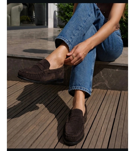 Women's moccasins / loafers / genuine leather /77-52/brown