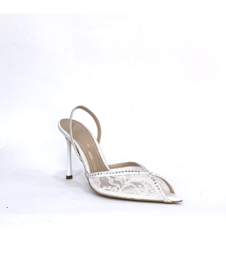 Дамски елегантни обувки / сатен / бяло /753-8