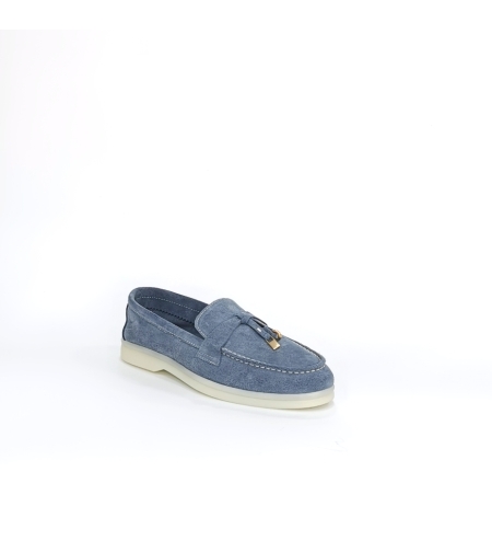 Women's moccasins / loafers / natural leather /7750 / blue