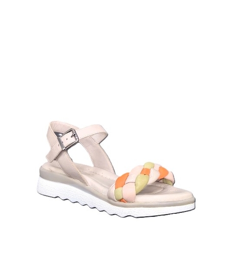 Дамски сандали /  естествена кожа /сиво+оранжево /74510