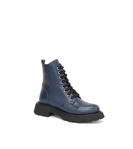 Женские повседневные ботинки из натуральной кожи синего цвета/7704