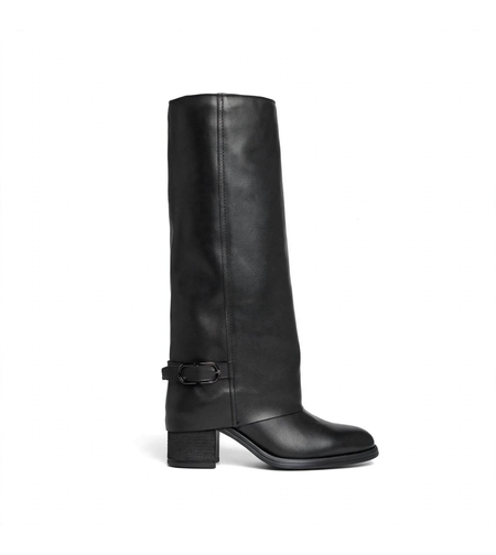 Elegant women's boots / genuine leather / 724-28 / black