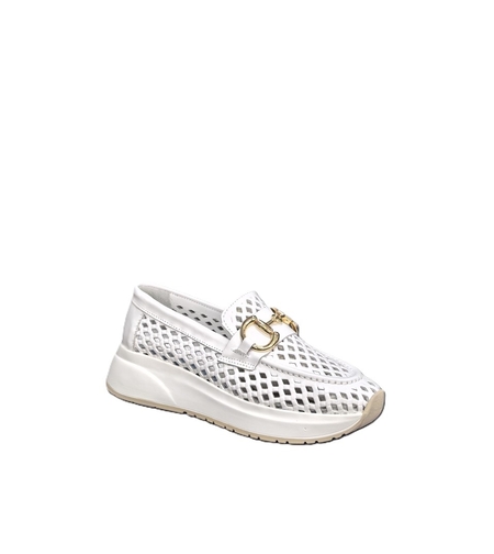 Women's moccasins / loafers / genuine leather / 72-98/white / anatomical insole