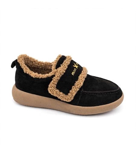 Women's loafers / genuine leather / 760-54 / black suede