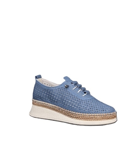 Дамски ежедневни обувки / естествена кожа / анатомична стелка / синьо / 736