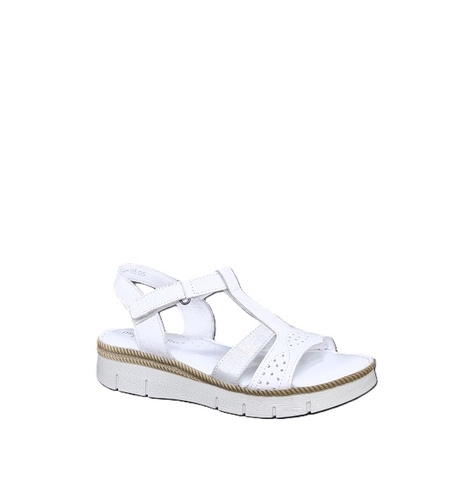 Дамски сандали / анатомична стелка / естествена кожа / бяло  + сребро /705