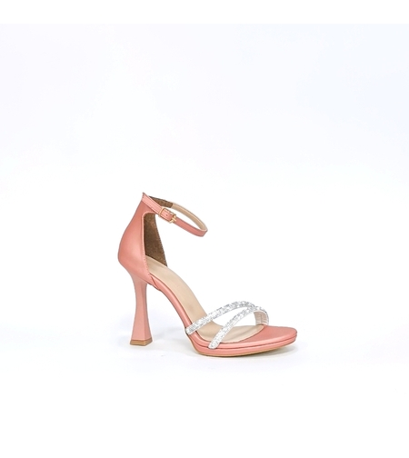 Дамски елегантни сандали / сатен  / розово /7200