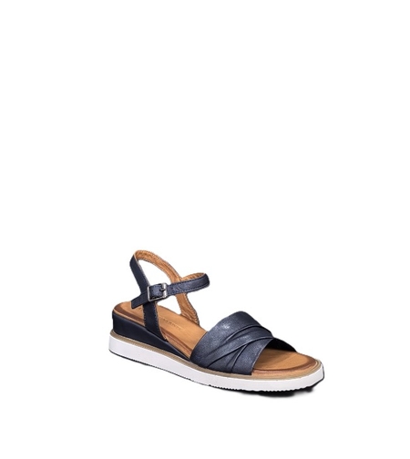 Дамски сандали / платформа / естествена кожа / синьо  /78373