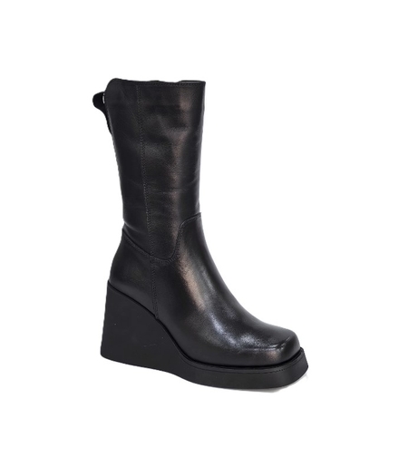 Дамски елегантни боти / естествена кожа/ платформа / 725-1/черно