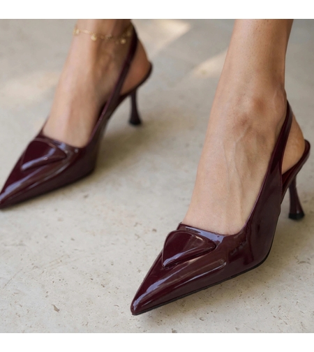 Women's elegant shoes / eco leather / burgundy / 756-6