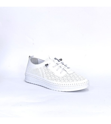 Дамски ежедневни обувки / естествена кожа /анатомична стелка /бяло /756