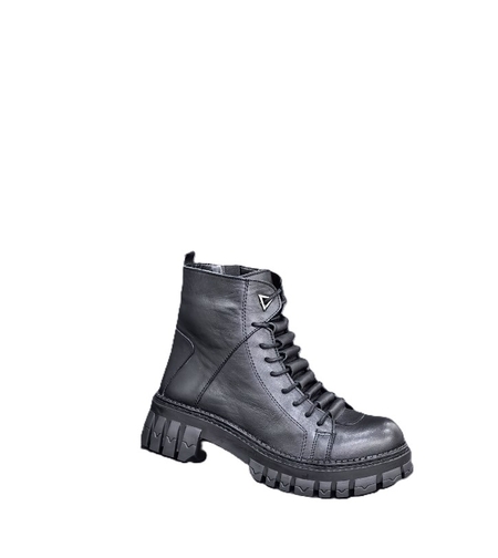 Дамски ежедневни боти / естествена кожа /  71-50/ черно