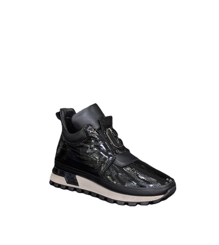 Дамски ежедневни боти / естествена кожа /  724/ черно