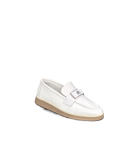Дамски лоуфъри/ мокасини / естествена кожа /790-09/бяло/ анатомична стелка